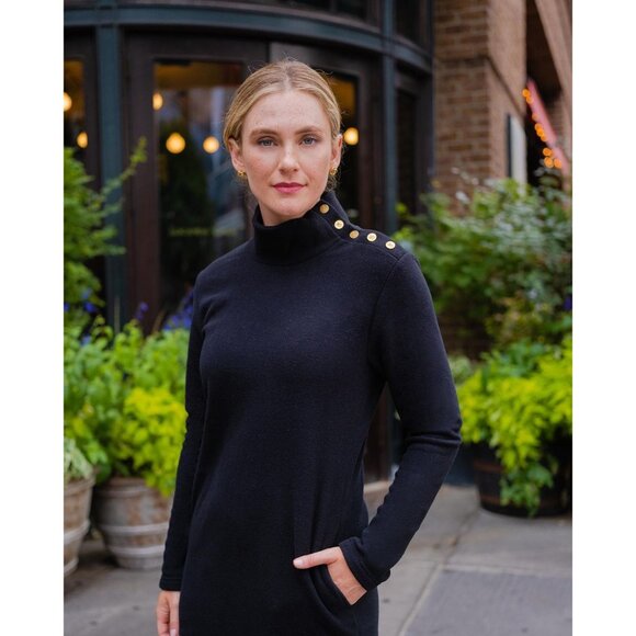 Dudley Stephens black velo fleece Meadow mock neck maxi dress - Picture 3 of 6